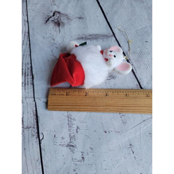 Vintage Flocked AVON Mouse Santa Hat Christmas Ornament ADORABLE - Picture 6 of 6